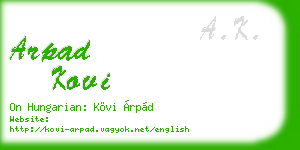 arpad kovi business card
