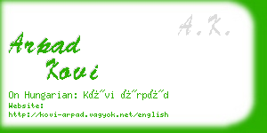 arpad kovi business card